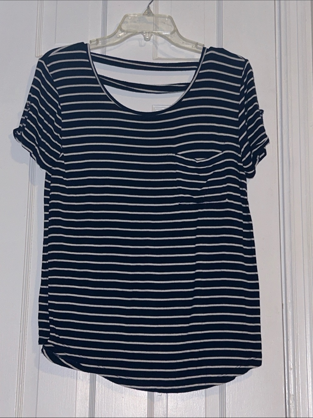Striped Navy and White Short Sleeve Scoop Neck Tee